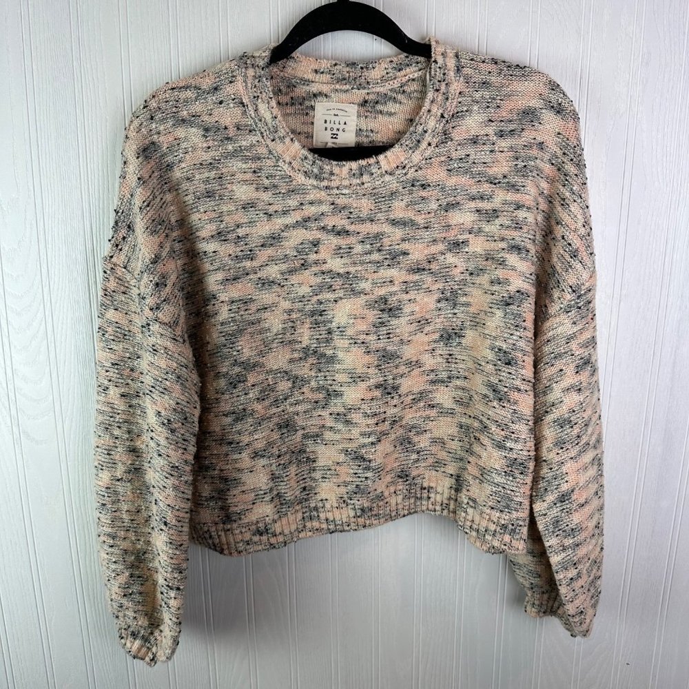Billabong Cropped sweater size Medium Space Dye Blue Pink Cream